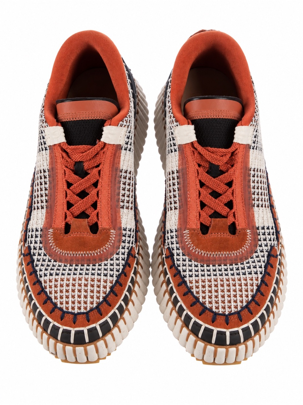 Chloe Nama Women's Rust, Cream & Black Low-Top Woven Sneaker Size 11